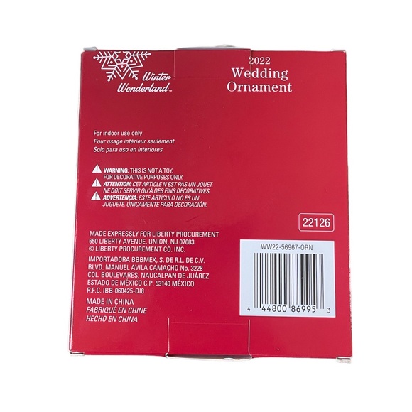 Winter Wonderland Silver Metal Just Married 2022 Christmas Ornament - Picture 3 of 3